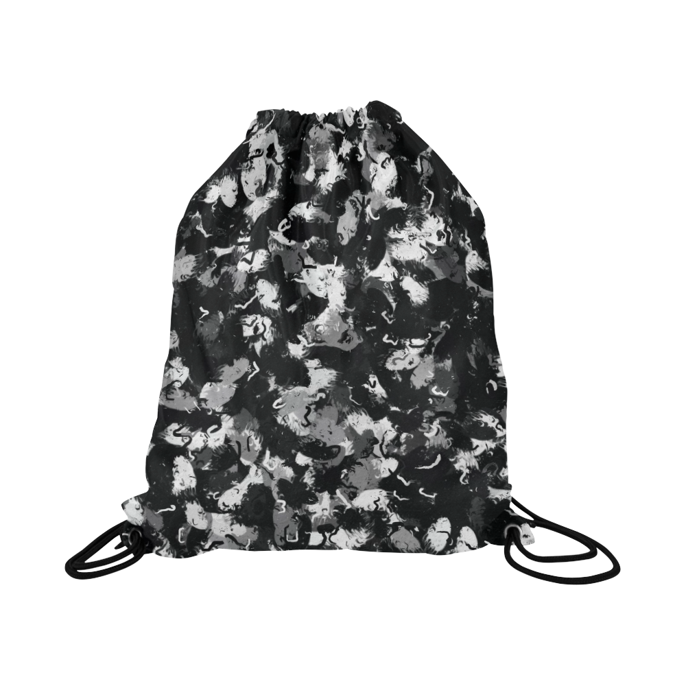 Shades of Gray and Black Oils Large Drawstring Bag Model 1604 (Twin Sides)  16.5"(W) * 19.3"(H)