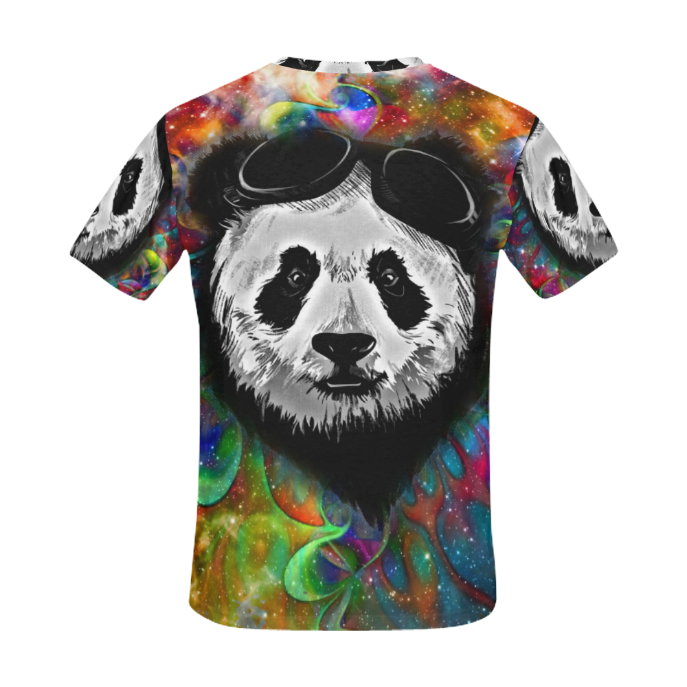 Psychedelic Flower Power Galaxy PANDA Painting All Over Print T-Shirt for Men (USA Size) (Model T40)