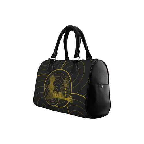 Gold and Black Art Deco Boston Handbag (Model 1621)