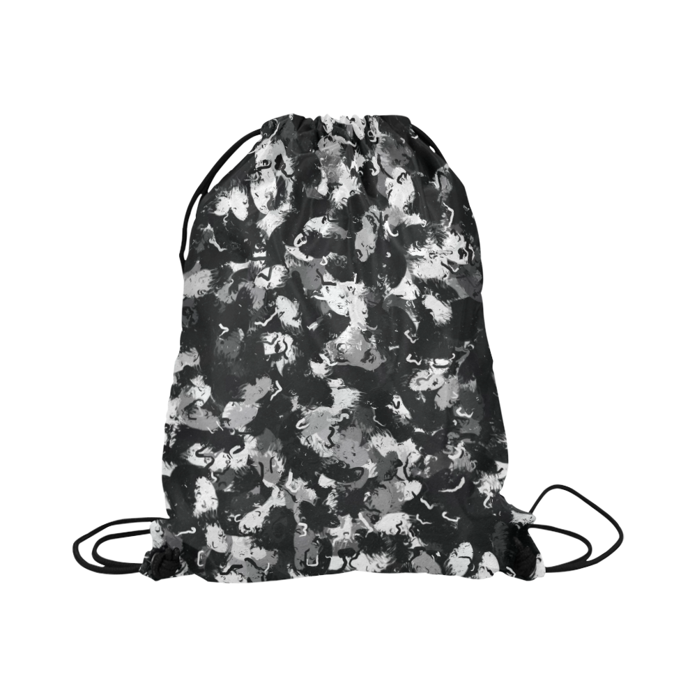 Shades of Gray and Black Oils Large Drawstring Bag Model 1604 (Twin Sides)  16.5"(W) * 19.3"(H)