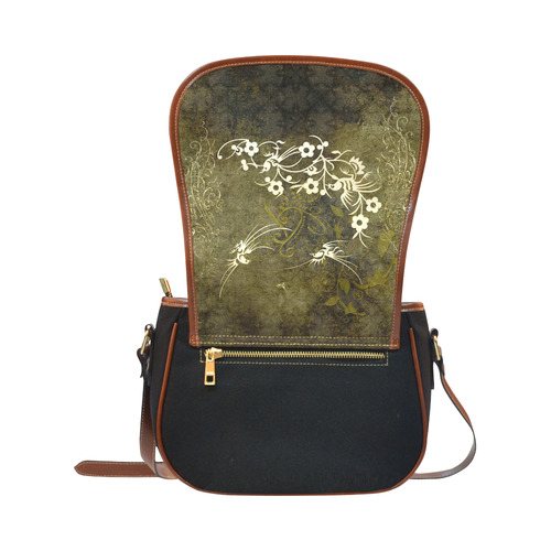 Fantasy birds with leaves Saddle Bag/Small (Model 1649)(Flap Customization)