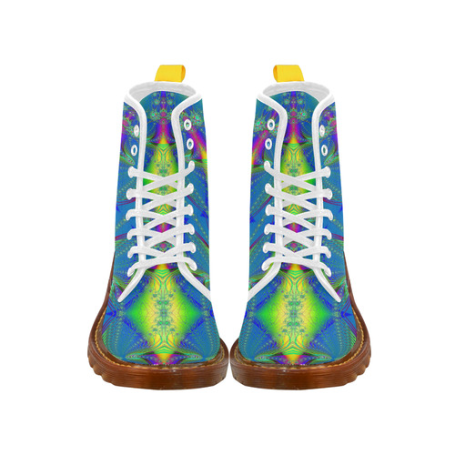 Colorful Neon Webs on the Water Fractal Abstract Martin Boots For Women Model 1203H