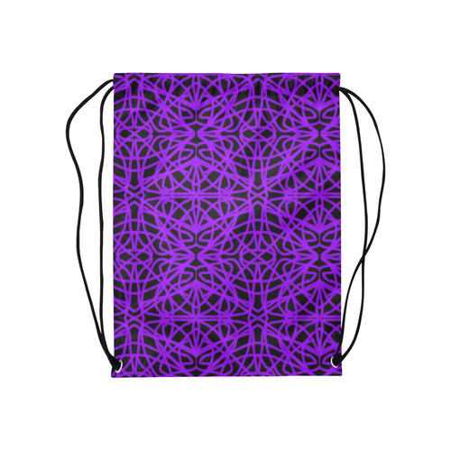 Black and Purple String Medium Drawstring Bag Model 1604 (Twin Sides) 13.8"(W) * 18.1"(H)