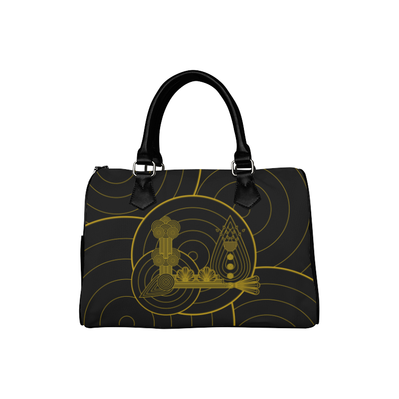 Gold and Black Art Deco Boston Handbag (Model 1621)