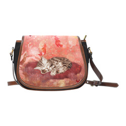 Sweet little sleeping kitten Saddle Bag/Small (Model 1649)(Flap Customization)