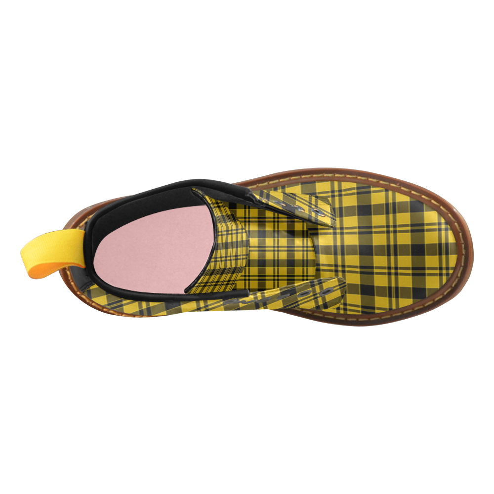 Yellow and Black Tartan High Grade PU Leather Martin Boots For Women Model 402H