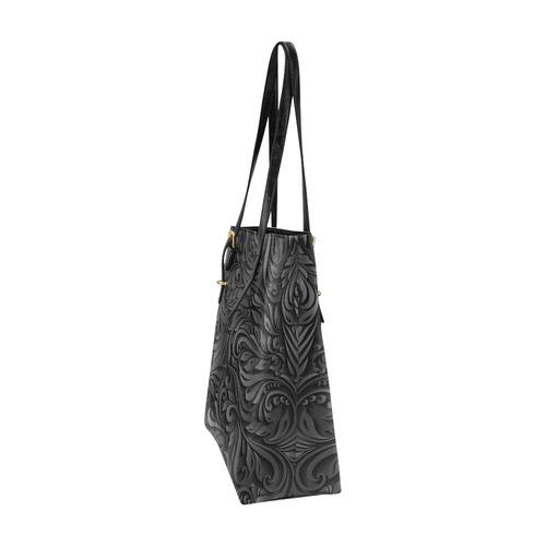Floral Black Euramerican Tote Bag/Small (Model 1655)
