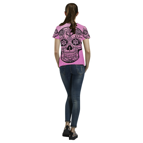 Skull20170490_by_JAMColors All Over Print T-Shirt for Women (USA Size) (Model T40)