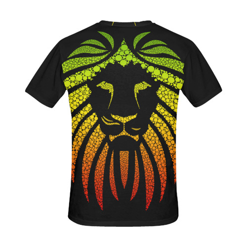 Rastafari Lion Dots green yellow red All Over Print T-Shirt for Men (USA Size) (Model T40)
