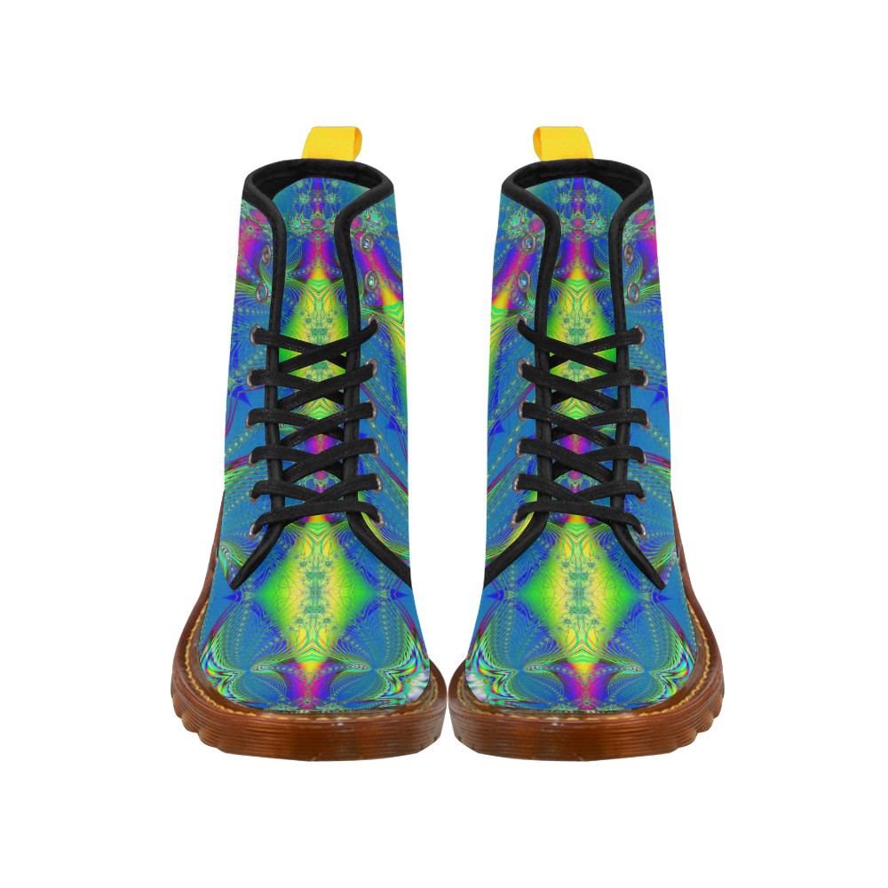 Colorful Neon Webs on the Water Fractal Abstract Martin Boots For Men Model 1203H
