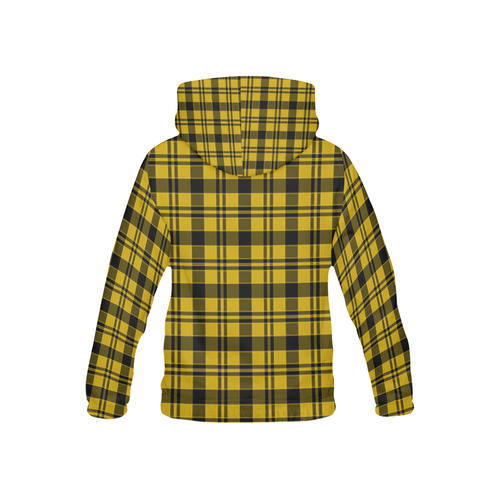 Yellow and Black Tartan All Over Print Hoodie for Kid (USA Size) (Model H13)