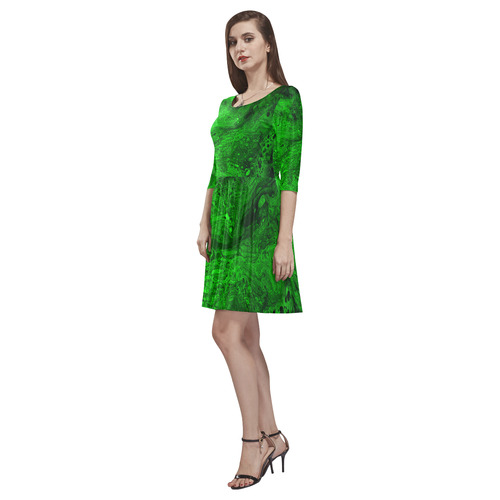 Secret Caves - Green Tethys Half-Sleeve Skater Dress(Model D20)