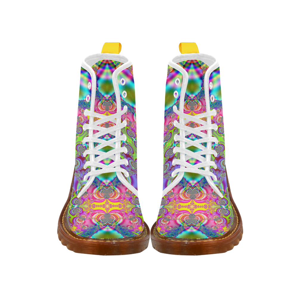 Bohemian Lace Tie-Dye Fractal Abstract Martin Boots For Women Model 1203H