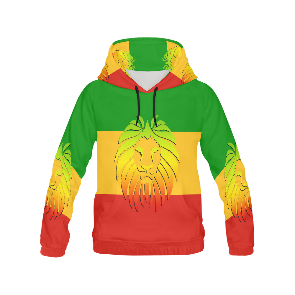 Rastafari Lion Flag green yellow red All Over Print Hoodie for Men (USA Size) (Model H13)