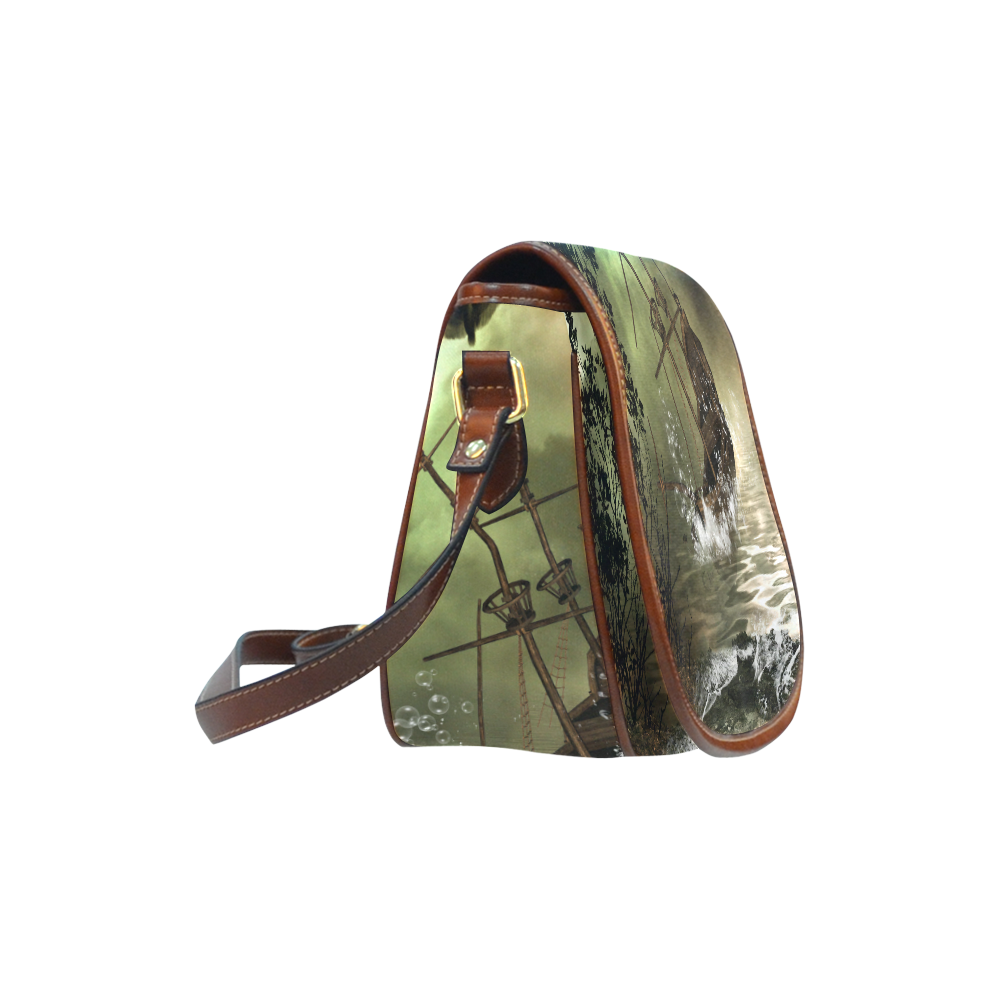 Ship wreck in the night Saddle Bag/Small (Model 1649) Full Customization