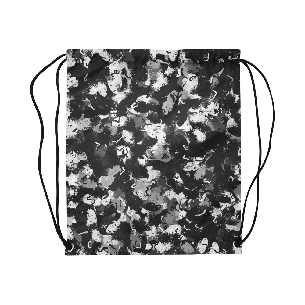 Shades of Gray and Black Oils Large Drawstring Bag Model 1604 (Twin Sides)  16.5"(W) * 19.3"(H)