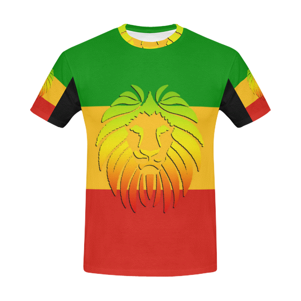 Rastafari Lion Flag green yellow red All Over Print T-Shirt for Men (USA Size) (Model T40)