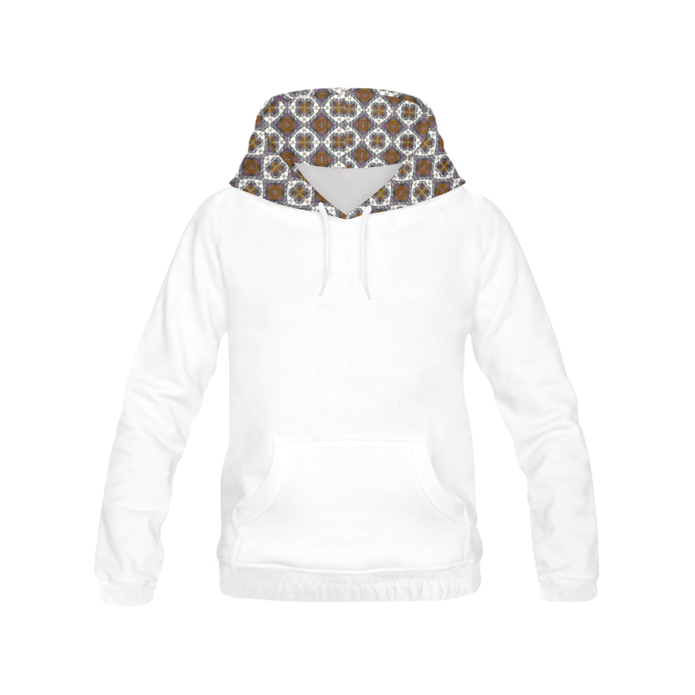 Brown and White Violet All Over Print Hoodie for Women (USA Size) (Model H13)