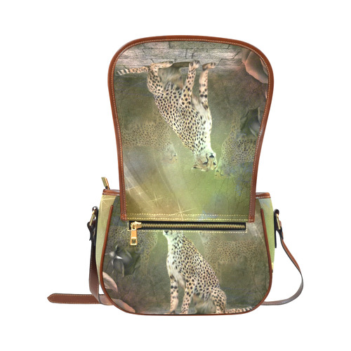 Beautiful leopard Saddle Bag/Small (Model 1649) Full Customization