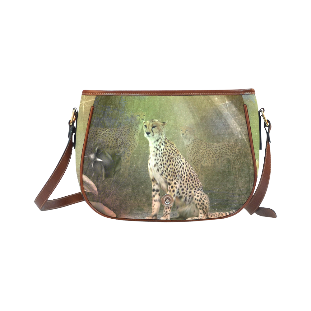 Beautiful leopard Saddle Bag/Small (Model 1649) Full Customization