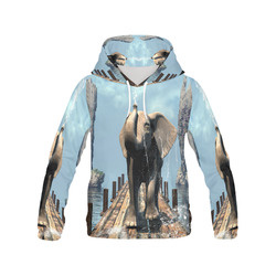 Elephant on a jetty All Over Print Hoodie for Men (USA Size) (Model H13)