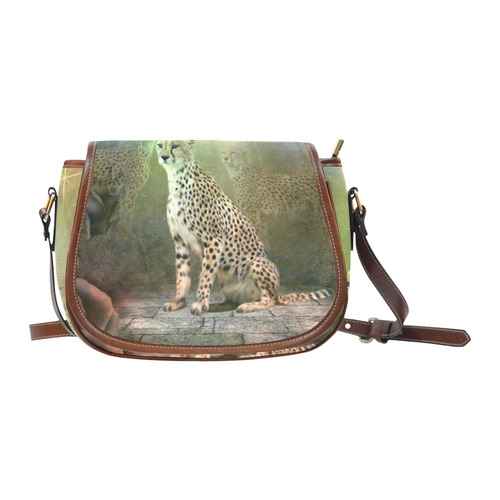 Beautiful leopard Saddle Bag/Small (Model 1649) Full Customization