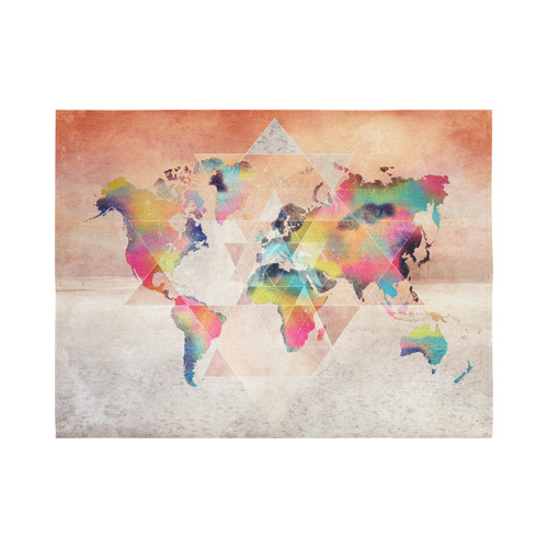 world map Cotton Linen Wall Tapestry 80"x 60"