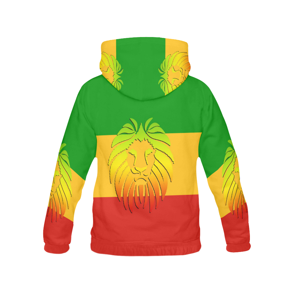 Rastafari Lion Flag green yellow red All Over Print Hoodie for Men (USA Size) (Model H13)