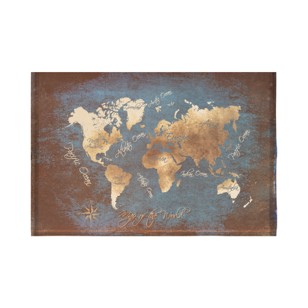 world map Cotton Linen Wall Tapestry 90"x 60"