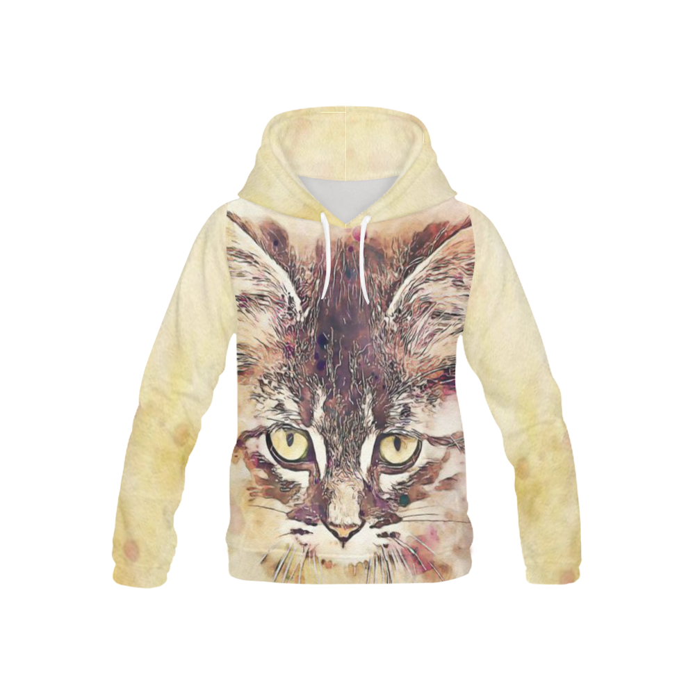 watercolor cat All Over Print Hoodie for Kid (USA Size) (Model H13)