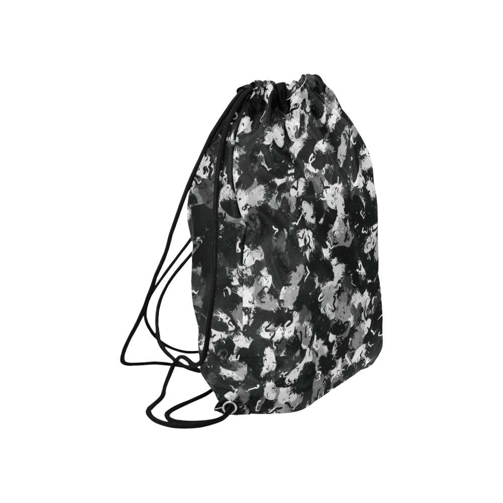Shades of Gray and Black Oils Large Drawstring Bag Model 1604 (Twin Sides)  16.5"(W) * 19.3"(H)