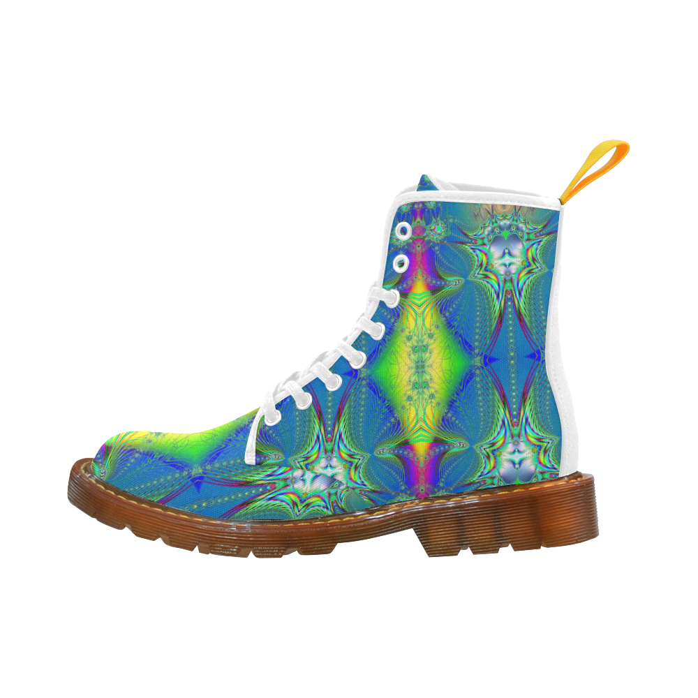 Colorful Neon Webs on the Water Fractal Abstract Martin Boots For Women Model 1203H