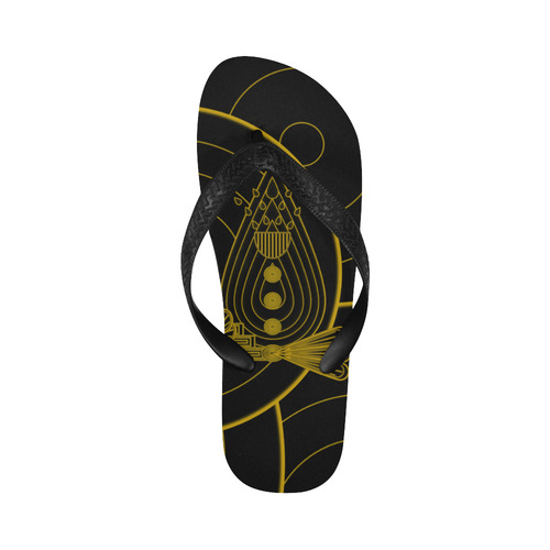Gold and Black Art Deco Flip Flops for Men/Women (Model 040)