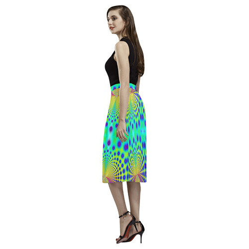 Ocean Shells and Purple Bubbles Fractal Abstract Aoede Crepe Skirt (Model D16)