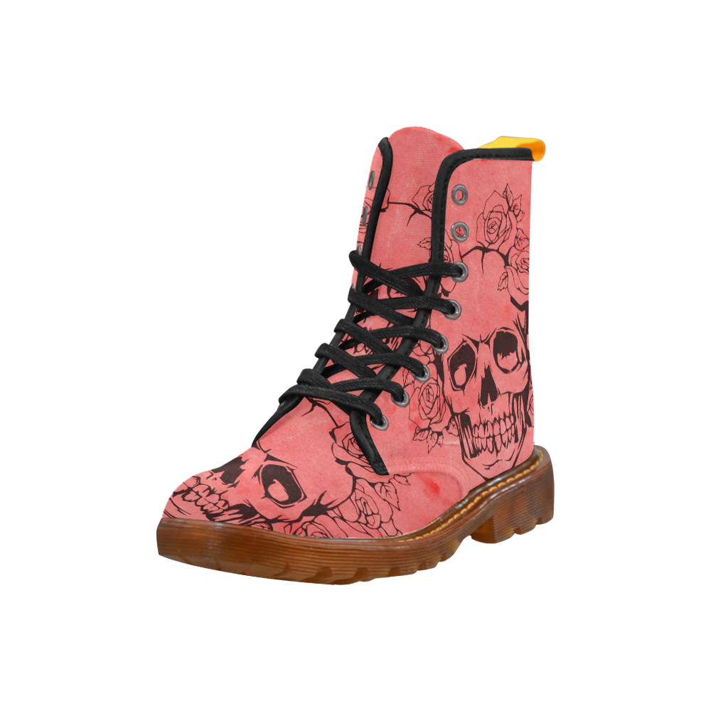 Skull with roses peach Martin Boots For Women Model 1203H