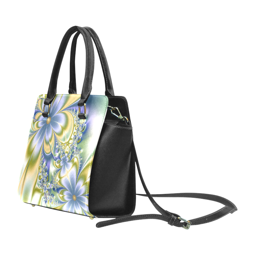 Silky Flowers Rivet Shoulder Handbag (Model 1645)