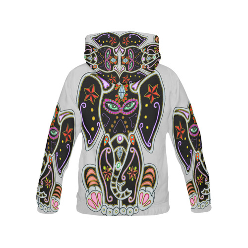 Mystical Sugar Skull Elephant Light Grey All Over Print Hoodie for Men (USA Size) (Model H13)