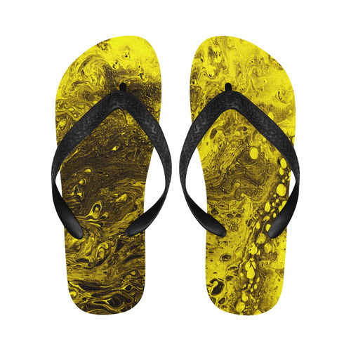 Secret Caves - Canary Yellow Flip Flops for Men/Women (Model 040)