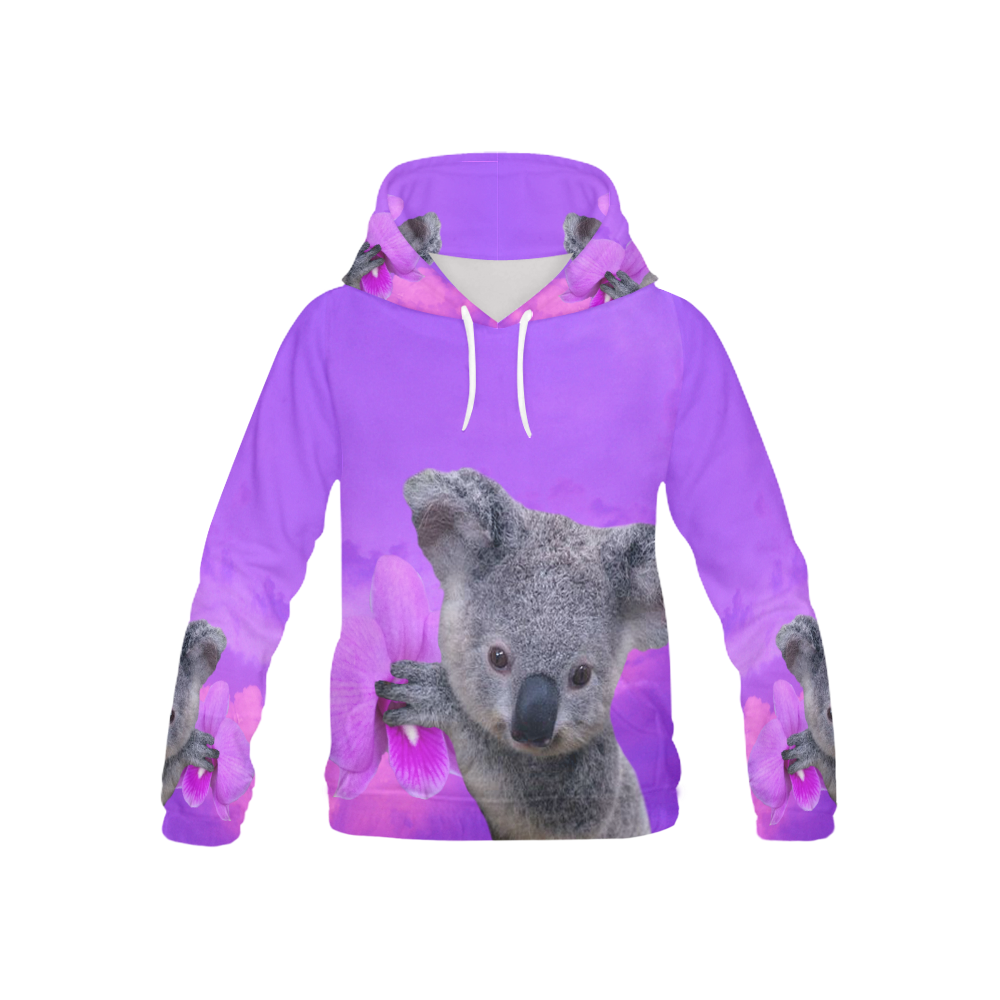 Koala and Orchid All Over Print Hoodie for Kid (USA Size) (Model H13)