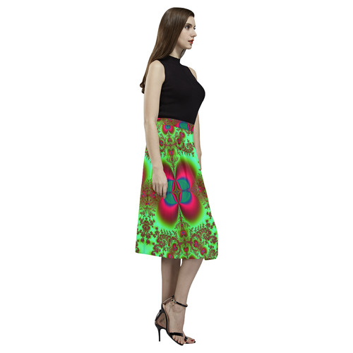 Gypsy Bohemian Lace Fractal Abstract Aoede Crepe Skirt (Model D16)