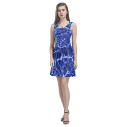 Electric Blue Globes Thea Sleeveless Skater Dress(Model D19)