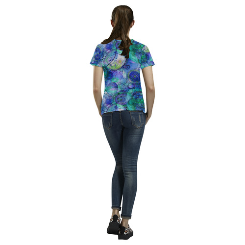 Aqua Bubbles All Over Print T-Shirt for Women (USA Size) (Model T40)