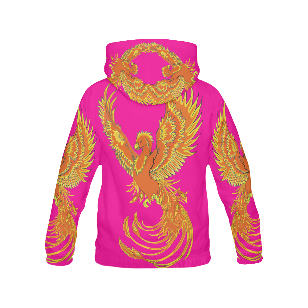 Phoenix Rising Pink All Over Print Hoodie for Women (USA Size) (Model H13)