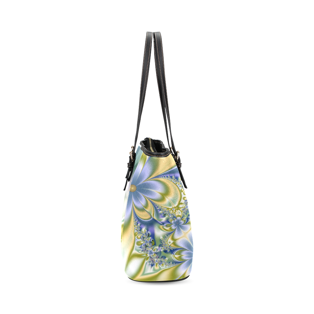 Silky Flowers Leather Tote Bag/Small (Model 1640)
