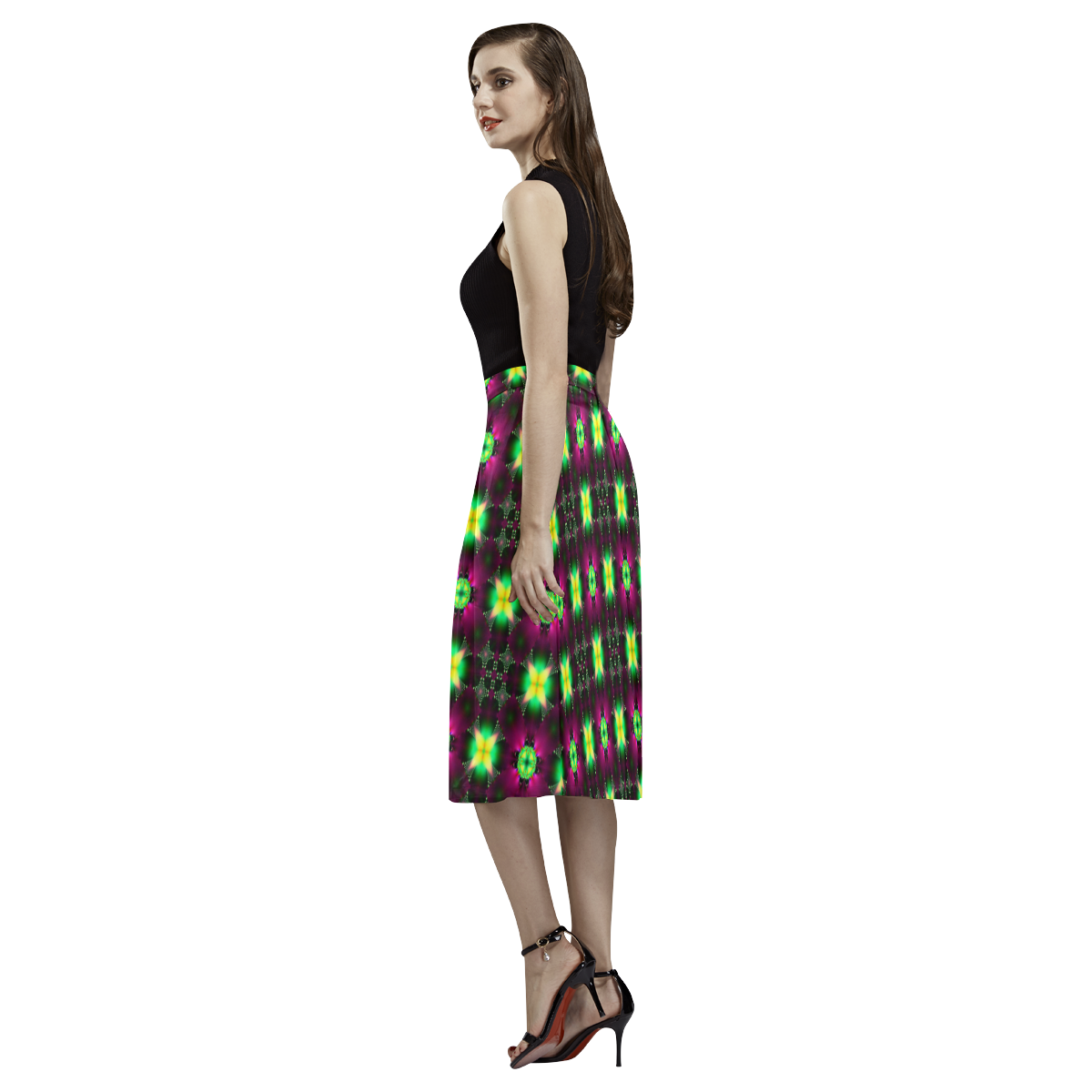 Sunlight in the Magnolia Grove Fractal Abstract Aoede Crepe Skirt (Model D16)