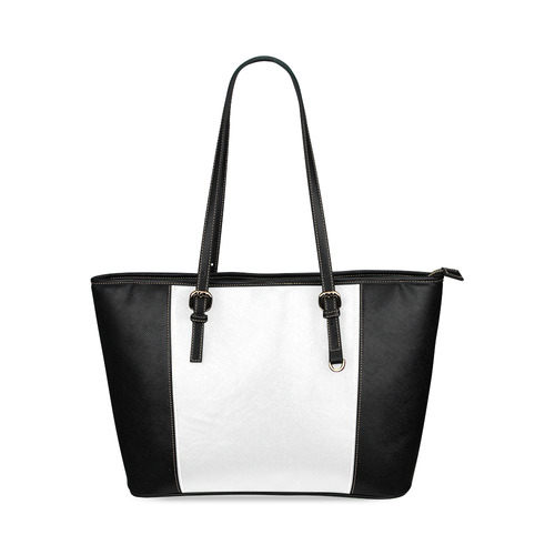black and white Leather Tote Bag/Small (Model 1640)