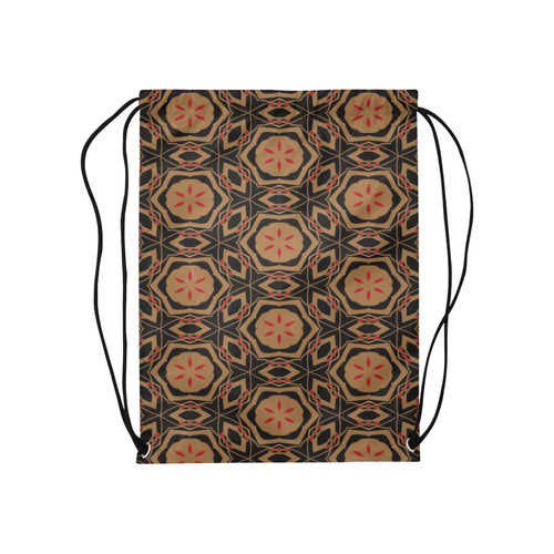 Black, Bronze and Red Medium Drawstring Bag Model 1604 (Twin Sides) 13.8"(W) * 18.1"(H)