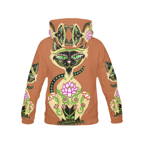 Siamese Cat Sugar Skull Rust All Over Print Hoodie for Men (USA Size) (Model H13)