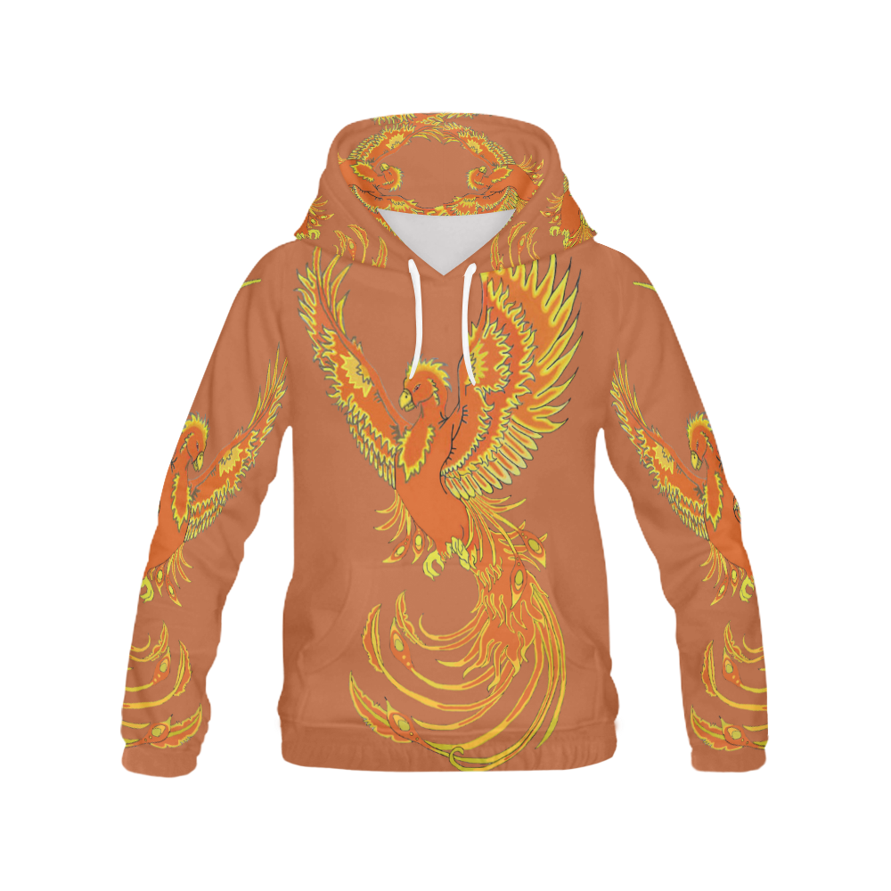 Phoenix Rising Rust All Over Print Hoodie for Women (USA Size) (Model H13)