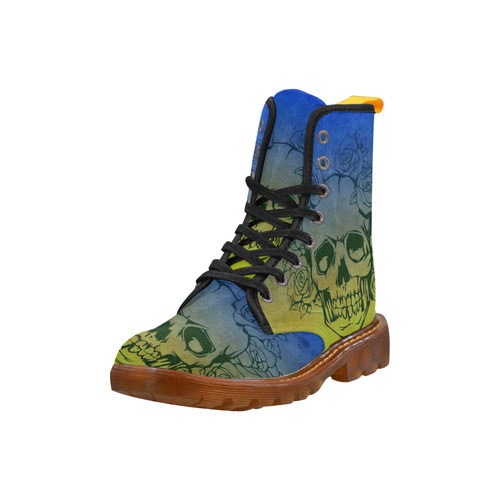 Skull with roses, gradient 2 Martin Boots For Women Model 1203H